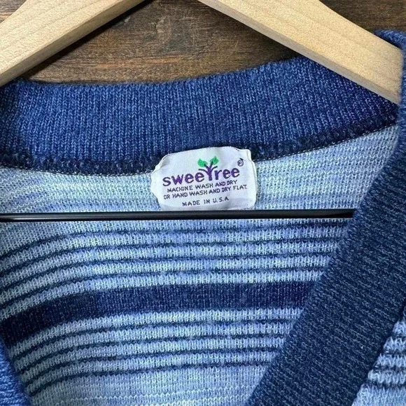 Vintage 90s Sweetree Knit Striped Grandma Style Cardigan Sweater - Picture 4 of 4